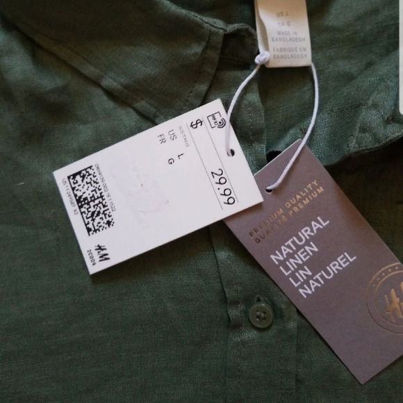 Apple green linen shirt for women L - Picture 6 of 6